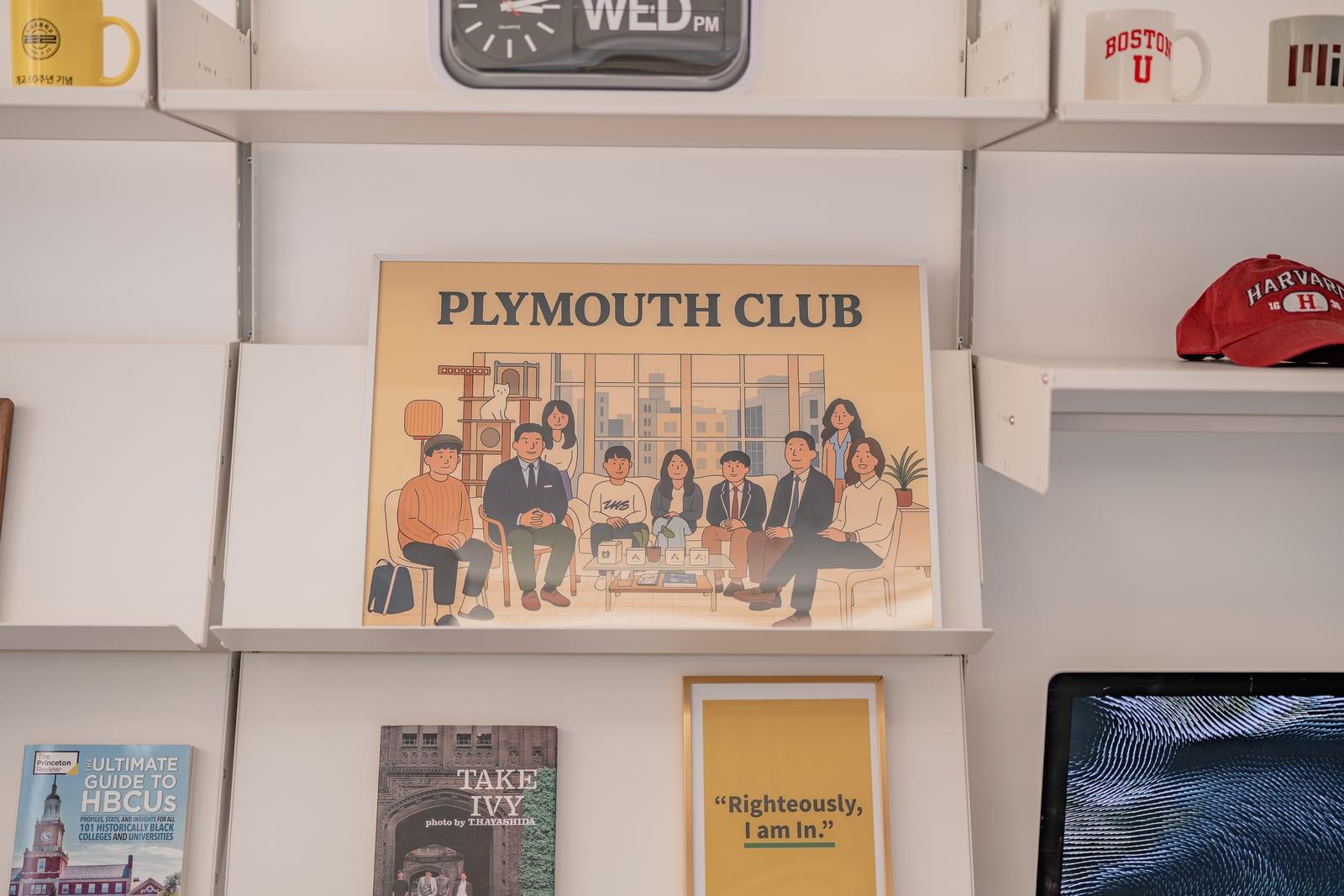 라운지 서가의 Plymouth Club 일러스트 포스터